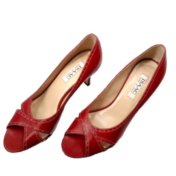 NWT Isaac for off 5Th red open toe pumps made in Italy Size 10Bk no box - Picture 3 of 12